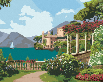 Malování podle čísel - KRÁSNÉ POBŘEŽÍ V ITÁLII - 80x100 cm, bez rámu a bez vypnutí plátna