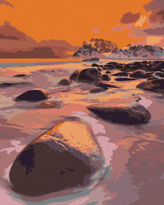 Malování podle čísel - VELKOLEPÉ SVĚTLO PŘI SNĚHOVÉ BOUŘI - 80x100 cm, vypnuté plátno na rám