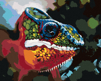Malování podle čísel - ABSTRAKTNÍ BAREVNÝ CHAMELEÓN - 80x100 cm, vypnuté plátno na rám