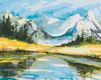 Malování podle čísel - ZASNĚŽENÉ HORY S JEZEREM - 80x100 cm, bez rámu a bez vypnutí plátna Malování podle čísel - ZASNĚŽENÉ HORY S JEZEREM - 80x100 cm, bez rámu a bez vypnutí plátna