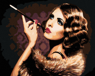 Malování podle čísel - ELEGANTNÍ ŽENA S CIGARETOU - 80x100 cm, bez rámu a bez vypnutí plátna