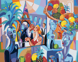 Malování podle čísel - ABSTRAKTNÍ RESTAURACE V PAŘÍŽI - 40x50 cm, vypnuté plátno na rám