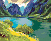Malování podle čísel - KLIDNÉ HORSKÉ PROSTŘEDÍ - 80x100 cm, vypnuté plátno na rám