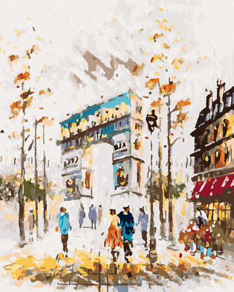 Malování podle čísel - VÍTĚZNÝ OBLOUK KRESLENÝ - 80x100 cm, vypnuté plátno na rám