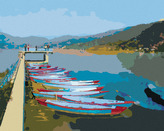 Malování podle čísel - LOĎKY NA JEZEŘE - 40x50 cm, bez rámu a bez vypnutí plátna