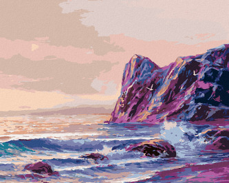Malování podle čísel - BAREVNÝ ZÁPAD SLUNCE NAD MOŘEM - 80x100 cm, vypnuté plátno na rám