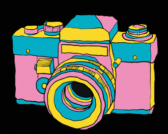 Malování podle čísel - POP-ART FOTOAPARÁT - 80x100 cm, vypnuté plátno na rám