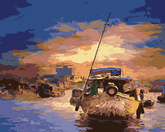 Malování podle čísel - LODĚ VE VIETNAMU - 80x100 cm, bez rámu a bez vypnutí plátna Malování podle čísel - LODĚ VE VIETNAMU - 80x100 cm, bez rámu a bez vypnutí plátna