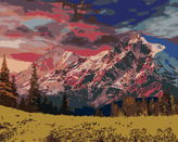 Malování podle čísel - POHÁDKOVÁ KRAJINA V ALPÁCH - 80x100 cm, vypnuté plátno na rám