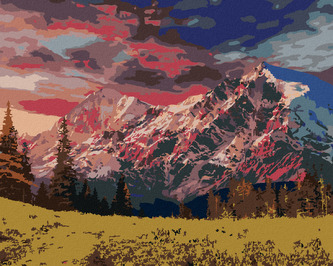 Malování podle čísel - POHÁDKOVÁ KRAJINA V ALPÁCH - 80x100 cm, vypnuté plátno na rám