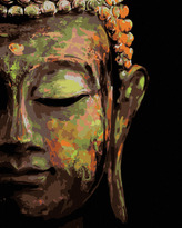 Malování podle čísel - BUDDHA NA ČERNÉM POZADÍ - 80x100 cm, vypnuté plátno na rám