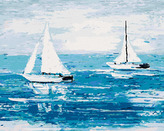 Malování podle čísel - LOĎKY NA MOŘI - 80x100 cm, bez rámu a bez vypnutí plátna