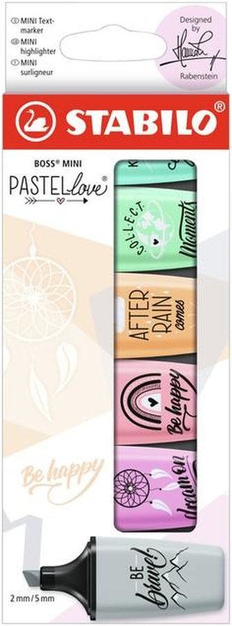 Zvýrazňovače "Boss Mini Pastellove", sada, 6 barev, 2-5 mm, STABILO 07/06-29