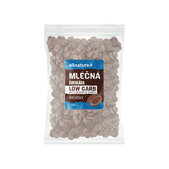 Allnature Mléčná čokoláda pecičky LOW CARB 500 g