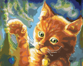 Malování podle čísel - FANTASY ORANŽOVÁ KOČKA - 80x100 cm, vypnuté plátno na rám