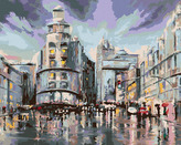 Malování podle čísel - MADRID A DEŠTIVÉ POČASÍ - 80x100 cm, vypnuté plátno na rám