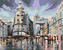 Malování podle čísel - MADRID A DEŠTIVÉ POČASÍ - 80x100 cm, vypnuté plátno na rám