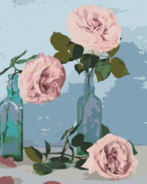 Malování podle čísel - TŘI RŮŽOVÉ RŮŽE - 40x50 cm, bez rámu a bez vypnutí plátna