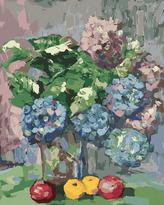 Malování podle čísel - KYTICE HORTENZIÍ - 80x100 cm, vypnuté plátno na rám