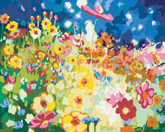 Malování podle čísel - BAREVNÉ KVĚTINOVÉ POLE - 80x100 cm, bez rámu a bez vypnutí plátna