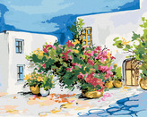 Malování podle čísel - KYTICE KVĚTIN NA PARAPETU - 40x50 cm, vypnuté plátno na rám