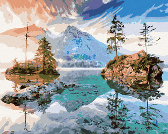 Malování podle čísel - JEZERO HINTERSEE V NĚMECKU - 40x50 cm, vypnuté plátno na rám