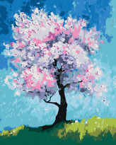 Malování podle čísel - KVETOUCÍ TŘEŠEŇ - 40x50 cm, vypnuté plátno na rám
