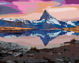 Malování podle čísel - POHLED NA JEZERO STELLISEE VE ŠVÝCARSKU - 40x50 cm, bez rámu a bez vypnutí plátna