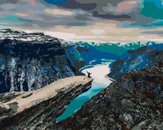 Malování podle čísel - MUŽ NA HORSKÉM ÚTESU - 80x100 cm, bez rámu a bez vypnutí plátna