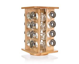 Kořenky sklo/chrom 16ks v dřevěném stojanu  BANQUET