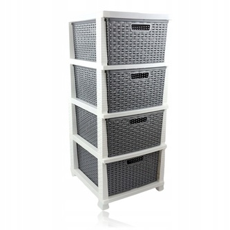 Komoda plast 4patra  RATAN KOMBA šedá