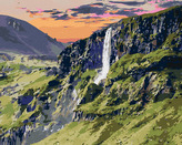 Malování podle čísel - KRAJINA A VODOPÁD - 80x100 cm, bez rámu a bez vypnutí plátna