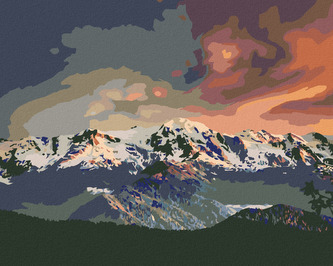 Malování podle čísel - ZASNĚŽENÉ POHOŘÍ A BOROVICOVÝ LES - 40x50 cm, bez rámu a bez vypnutí plátna Malování podle čísel - ZASNĚŽENÉ POHOŘÍ A BOROVICOVÝ LES - 40x50 cm, bez rámu a bez vypnutí plátna