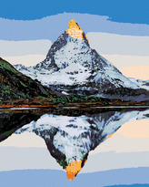 Malování podle čísel - HORA MATTERHORN A JEJÍ ODRAZ V JEZEŘE - 40x50 cm, vypnuté plátno na rám