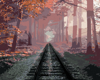 Malování podle čísel - KOLEJE V LESE - 40x50 cm, vypnuté plátno na rám Malování podle čísel - KOLEJE V LESE - 40x50 cm, vypnuté plátno na rám