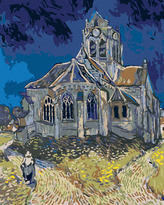 Malování podle čísel - KOSTEL V AUVERS (VINCENT VAN GOGH) - 40x50 cm, bez rámu a bez vypnutí plátna
