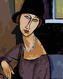 Malování podle čísel - JEANNE HÉBUTERNE S KLOBOUKEM A NÁHRDELNÍKEM (AMEDEO MODIGLIANI) - 40x50 cm, bez rámu a bez vypnutí plátna