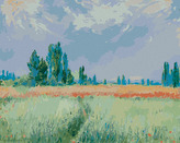 Malování podle čísel - PŠENIČNÉ POLE (CLAUDE MONET) - 40x50 cm, vypnuté plátno na rám