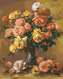 Malování podle čísel - RŮŽE VE VÁZE (PIERRE-AUGUSTE RENOIR) - 80x100 cm, bez rámu a bez vypnutí plátna