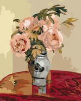 Malování podle čísel - RŮŽOVÉ PIVOŇKY (CAMILLE PISSARRO) - 40x50 cm, bez rámu a bez vypnutí plátna