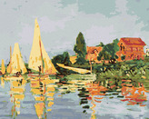 Malování podle čísel - REGATA V ARGENTEUIL (CLAUDE MONET) - 40x50 cm, bez rámu a bez vypnutí plátna