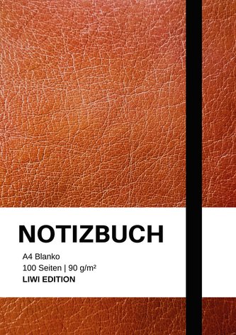 Notizbuch A4 blanko - 100 Seiten 90g/m² - Soft Cover Braun - hochwertiges Papier