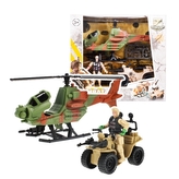 Vojenský set - voják, helikoptéra, džíp