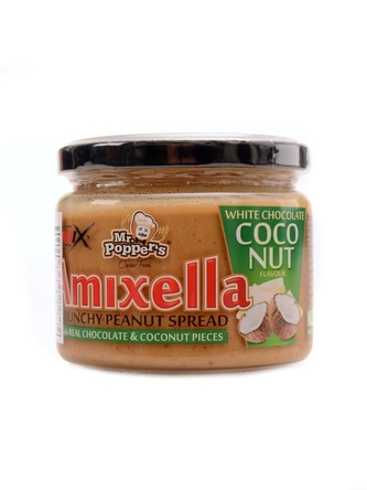 Amix Mr. Poppers - Amixella peanut spread 250g ořechové máslo - white chocolate raspberry