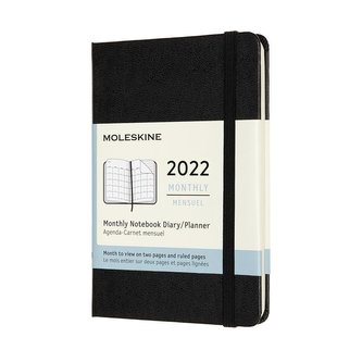 Moleskine Měsíční diář 2022 tvrdý černý S Moleskine Měsíční diář 2022 tvrdý černý S