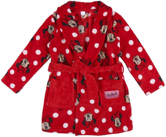 Dětský župan Disney|Mickey Mouse: Minnie Mouse puntíky (3 roky) červený fleece
