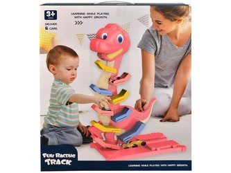 Autodráha patrová -  dinosaurus s auty,  6 ks, na baterie