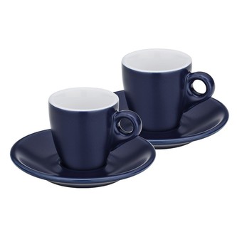 Hrnek na espresso s podšálkem sada 4 ks MATTIA tmavě modrá