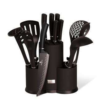 Sada nožů a kuchyňského náčiní ve stojanu 12 ks Royal Black Collection