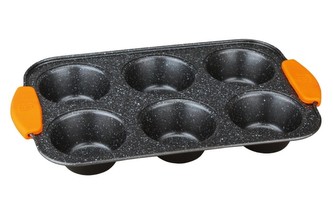 Forma na muffiny 6 ks silikonové rukojeti 29 x 18 x 3 Granit Diamond Line BERLINGERHAUS BH-1137